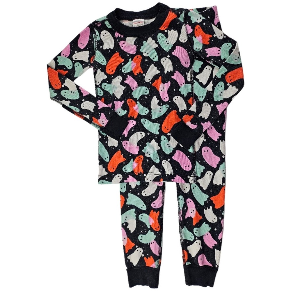 Hanna Andersson 2pc Ghost Halloween Pajamas Sz 6 7 Black Girls Boys Organic